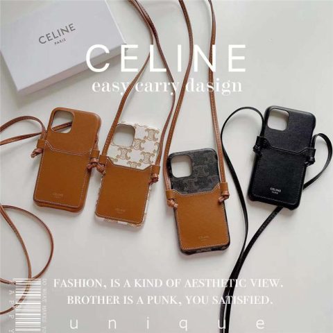 セリーヌ iphone16 ケース ショルダー 人気 celine スマホ カード ケース iphone15/14pro ケース ブランド レディース
